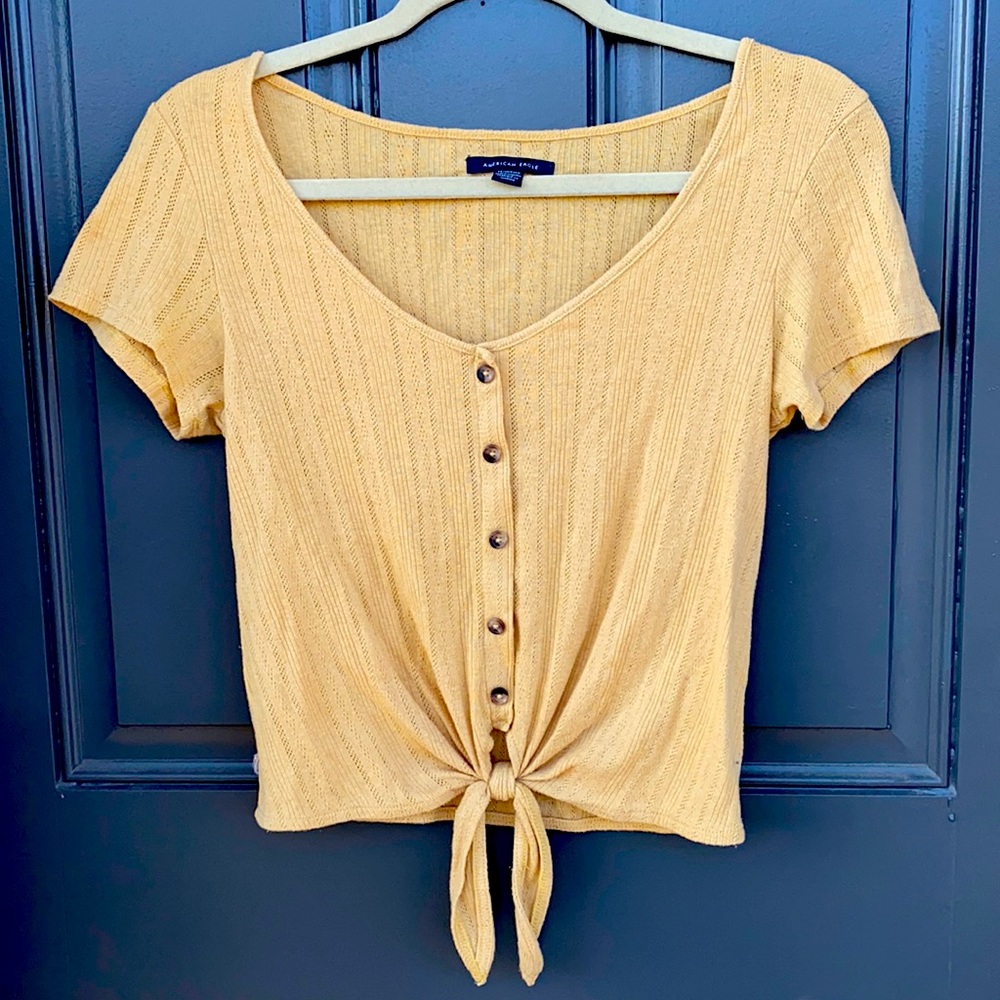 American Eagle Yellow Tie Crop Top